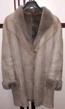 Montone Shearling Cappotto Vintage da Donna Grigio Tortora Vera Pelle Taglia 46
