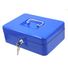 x Cassetta Sicurezza In Metallo Porta Valori Soldi Monete Chiave 25x18x9cm cir