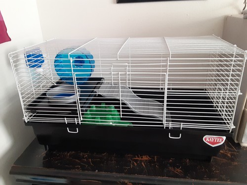 Hamster cage with toys - , and