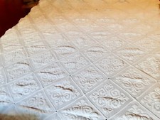 Coperta matrimoniale lavorata all'uncinetto, di cotone color bianco