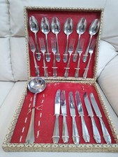 Servizio posate 6 valigetta super  cromato coltelli forchette cucchiai mestolo 