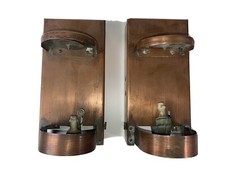 Due luci da parete decorative vintage antiche antiche recuperate in rame gas