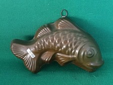 VECCHIA FORMA STAMPO IN RAME BUDINIERA DOLCI A FORMA DI PESCE VINTAGE. DA5