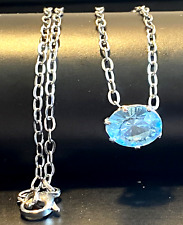 Collana da donna con ciondolo swarovski in argento 925 acquamarina acciaio inox