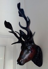  FORESTA NERA TESTA DI CERVO  IN LEGNO NOCE GERMANIA XIX 1800s