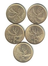 Italia Lotto 5 monete 20 Lire
