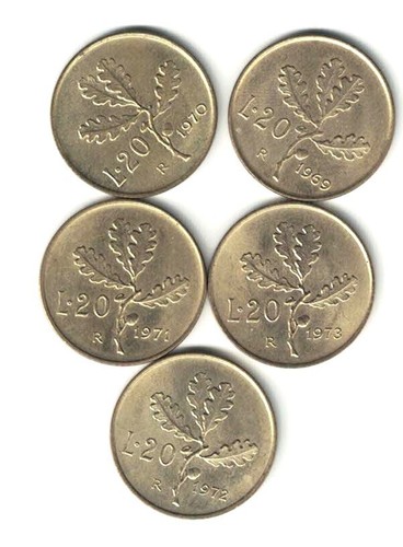 Italia lotto monete lire - italia, 20