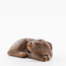 Vecchio Netsuke in legno 19/20°C Giapponese Giappone MUCCA OX periodo Meiji