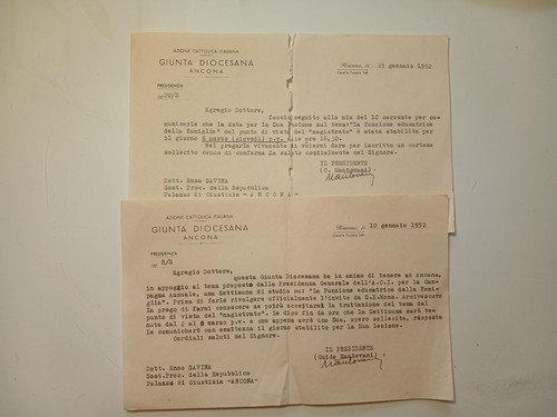 Lotto lettere 1952 azione - lettere,