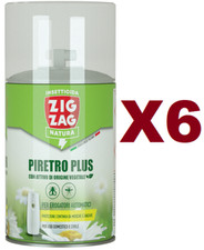6 PZ ZIG ZAG PIRETRO PLUS INSETTICIDA MOSCHE E ZANZARE SPRAY REPELLENTE 250ML