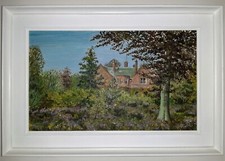 Dipinto olio su tavola - Artista: Rah Craig - Paesaggio con cottage Inglesi