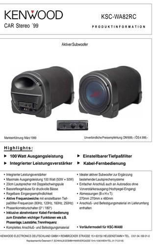 Kenwood ksc wa82rc - kenwood, subwoofer
