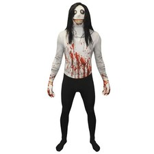 Jeff l'assassino Morphsuit + Parrucca Uomo Halloween Vestito Fantasia Costume Leggenda Urbana