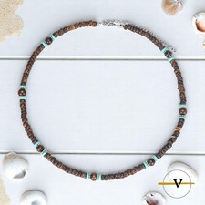 COLLANA UOMO SURFISTA LEGNO DI EBANO E PIETRE NATURALI TURCHESI