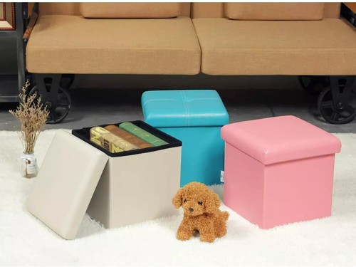 Pouf contenitore pelle - pouf, in