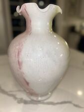 Murano Glass Vase Ruffled Top Three Colors 13”Tall By Crystal Clear Italy