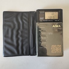 Ricevitore stereo radio tascabile portatile AM/FM vintage AIWA CR-D10 AM/FM Giappone 88-92 con cover