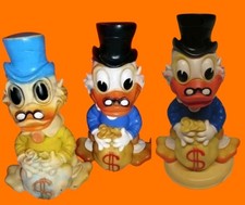 3 Pupazzi Gomma Disney Zio Paperone U.Scrooge Picsou LEDRA Ledraplastic Dagobert