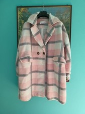 Cappotto over ovetto quadrettoni bianco rosa grigio giacca giaccone tipo vicolo