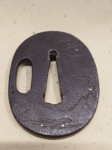Tsuba ferro montagna intarsio - montagna,