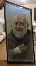 Quadro Di Padre Pio In Vetro Camera Dell’artista Franco Travi Di Bergamo