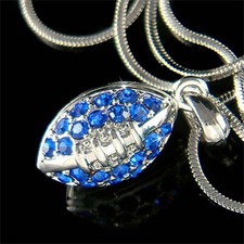 Blu 3D Americana Calcio IN Swarovski Cristallo Sfera SPORTS Collana Ciondolo
