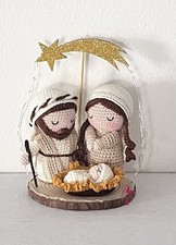 Presepe uncinetto, decorazione casa, sacra famiglia, tonalità beige.