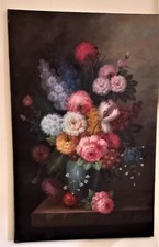 Quadro con vaso azzurro e fiori - Riproduzione su tela