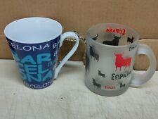TAZZA BARCELLONA  SPAGNA BARCELONA ESPANA set 2 pezzi in ceramica e in vetro