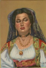 66714E CARTOLINA COSTUMI TIPICI SARDI DORGALI