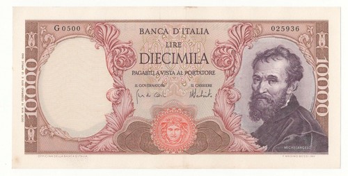 10000 lire michelangelo decr - 10000,