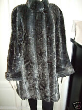 PELLICCIA FAUX FUR ECOLOGICA TIGRATA ANIMALIER ECO PELZ VISONE CASTORINO GRIGIO 