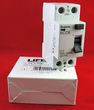 Crabtree Lifestar 100A 100mA 2 Poli RCCB DP Interruttore di Circuito 230V 221/100……..