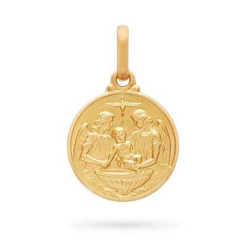 18k yellow gold baptism medal - yellow,