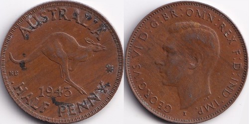 Half penny 1943 australie - penny, i