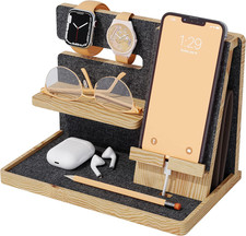 Organizer Da Comodino in Legno | Idea Regalo Di Natale per Uomo, Papà, Marito O 