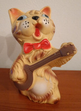 LEDRAPLASTIC - GATTO CON CHITARRA - ANNI 60 - VINTAGE - RUBBER TOY