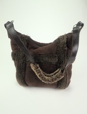 Borsa a tracolla OVERLAND pelle di pecora marrone shearling tote hobo