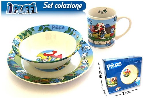 Set colazione ceramica puffi - set,