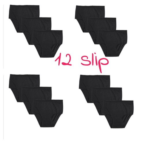 Slip alto donna nero cotone - 12,