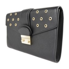 Borsa pochette RED VALENTINO in pelle nera oro ferramenta polso traforato