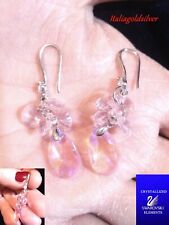 Orecchini Donna Pendenti Rosa Argento Cristalli SWAROVSKI ORIGINALI Ragazza new