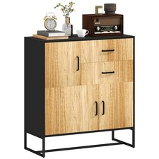 HOMCOM Credenza Moderna con 3 Armadietti e 2 Cassetti in Legno e Acciaio