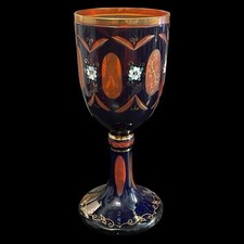 Bicchiere Calice Biedermeir Antico vetro cristallo Boemia