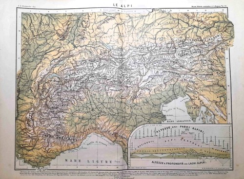 Carta geografica antica - , alpi