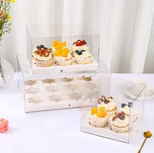 Scatole per cupcake trasparenti cristalline contengono torte da 1,4,6 e 12 tazze con inserti