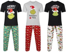 Pigiama Uomo The Grinch Natale Pigiama Set Festivo Notte Natale da M a XXL Nuovo