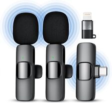 Set 2 Microfoni Lavalier Wireless USB-C con Clip + Adattatore Lightning