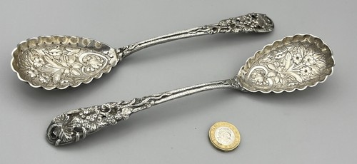Antique pair ornate silver - pair,