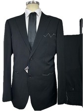 ABITO UOMO NERO GESSATO DROP6